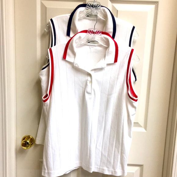 Hampton Point Tops - 2 Golf/Nautical Red & Navy Tops Size XL